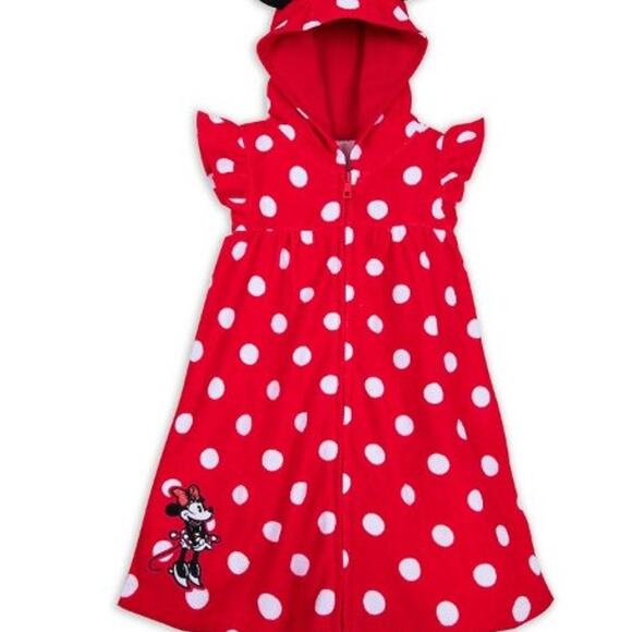 Disney Park Minnie Mouse Red Zip - Up Cover-Up for Girls size 3 GUC